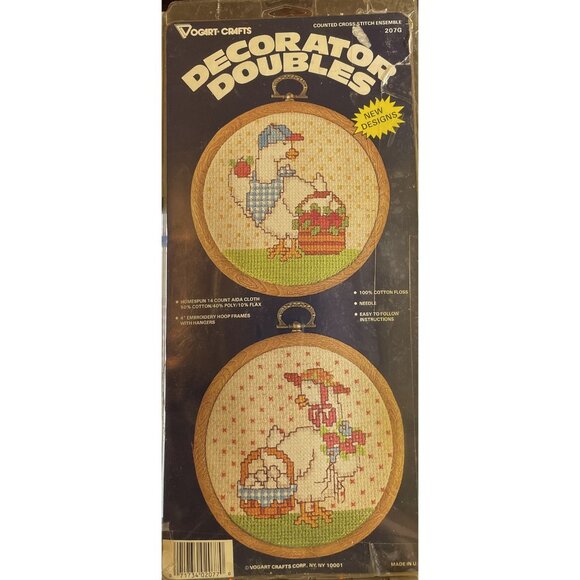 Cross Stitch Kit Vogart Decorator Doubles 207G Crafts VINTAGE RARE Open Complete - Picture 1 of 3